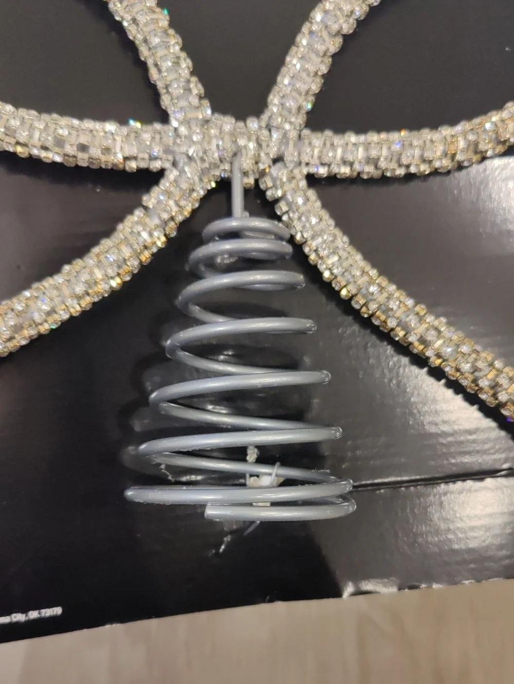 New!Silve-tone Bow Tree Topper Rhinestone Christmas Holiday Deco Y2K Cottagecore